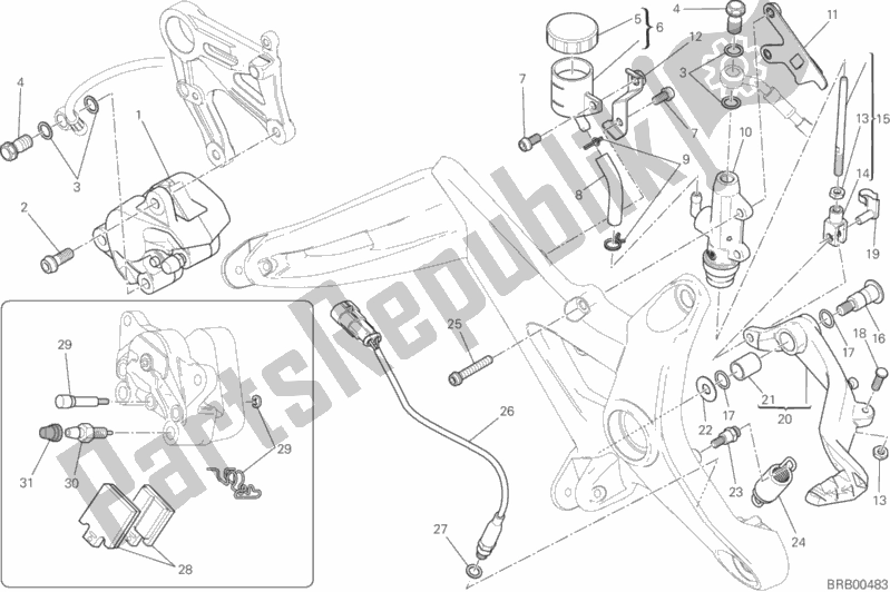 All parts for the Rear Brake System of the Ducati Monster 821 Thailand 2016